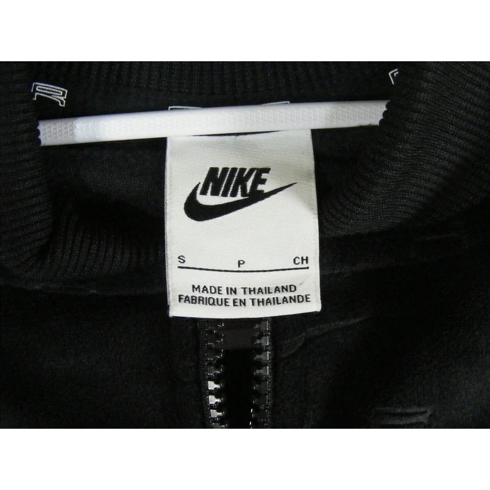 Nike Air Velour Cropped Bomber Jacket Womens Small Black Excellent Embossed Logo - Picture 3 of 10